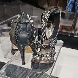 Bakers Black Studded Gladiator Heels
